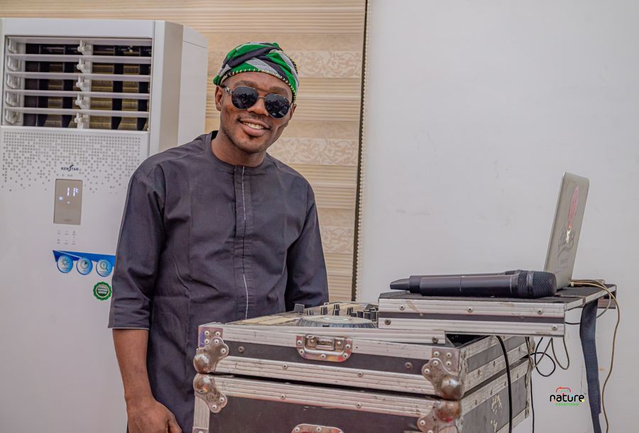 Deejay Bassman with his equipment flight case