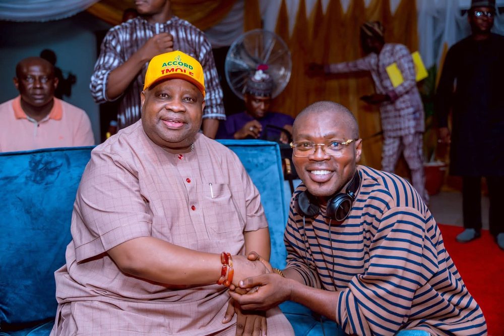 Deejay Bassman with a state dignitary